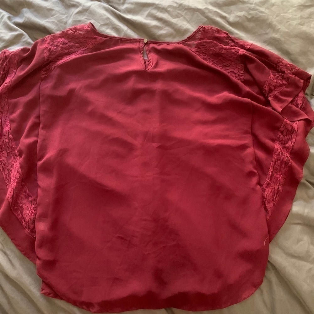 Medium Burgundy Sheer Blouse (710) - Picture 7 of 8